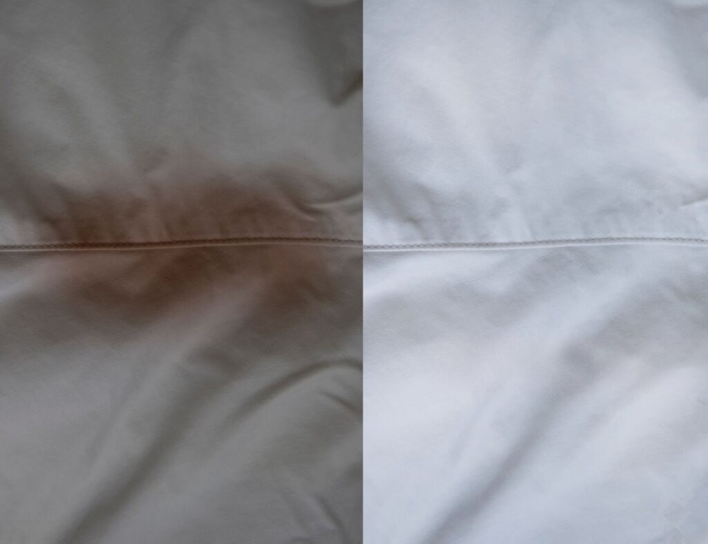 The thread count myth: Expensive 800TC sheets (left) vs. durable 300TC percale (right) after 3 months of use