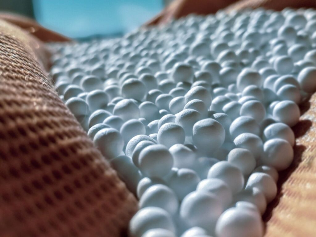 Close-up of weighted blanket beads/spread-out filling