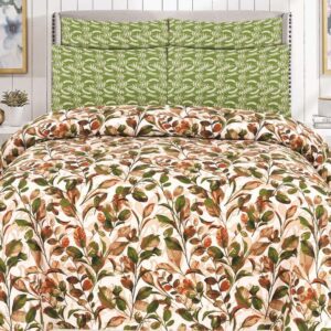 Green Flower Poly Cotton - FD Bedsheet Set