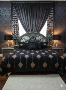 ✨ The Regal Noir Bridal Bedding Set